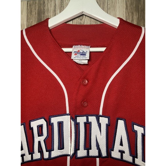 St Louis Cardinals Jersey Men’s Large Majestic Baseball MLB Blank Embroidery Red - Picture 4 of 8